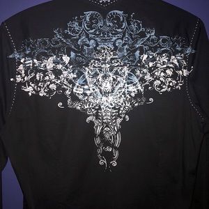 7 Diamonds black and blue dress shirt